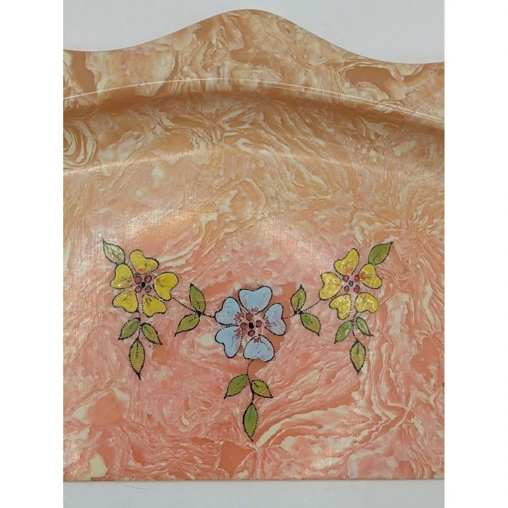 Vintage Celluloid Table Crumb Catcher Silent Butler‎ Pink Marble
